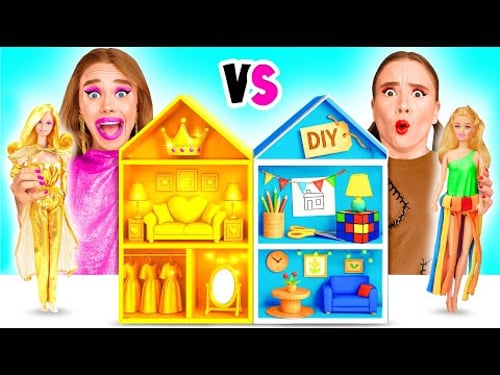 Construímos uma Impressionante Casa Bonecas para Barbie Desafio Rico vs Pobre | Desafios Engraçados