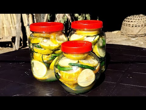 Village Style Salt-Preserved Lemons | Harvesting & Traditional Glass Jar Storage #asmr Garden to Jar