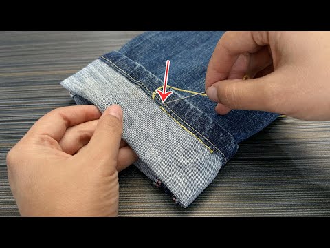 Invisible Ways to Shorten Pants Hem Without Cutting❗切らずにパンツの裾を短くする隠れた方法❗바지 기장을 자르지 않고 줄이는 숨은 방법❗#改裤子