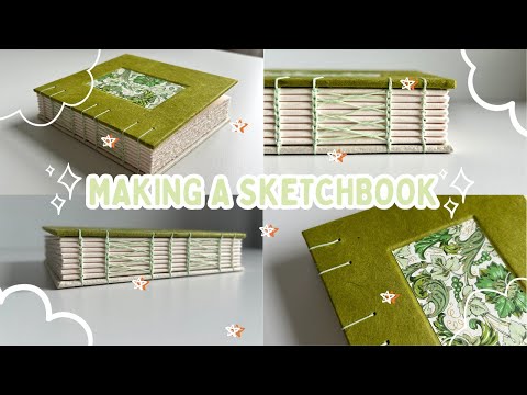 Make a sketchbook with me ✨ cozy and quiet bookbinding, ASMR Coptic stitch