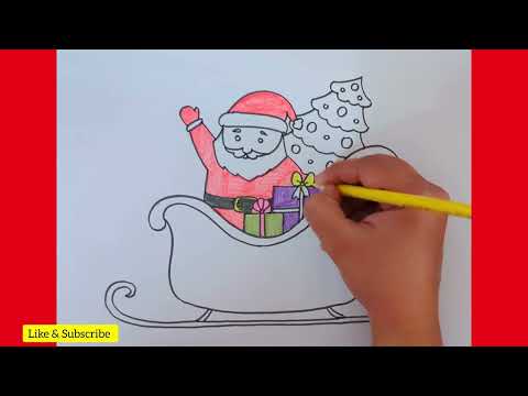 Easy Drawing : Santa Sleigh with Gift and Christmas Tree | @KalakritArtStudiobyKanika