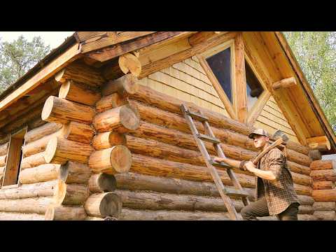 I Finally Building the Gables of My Big Log House | Installing Windows