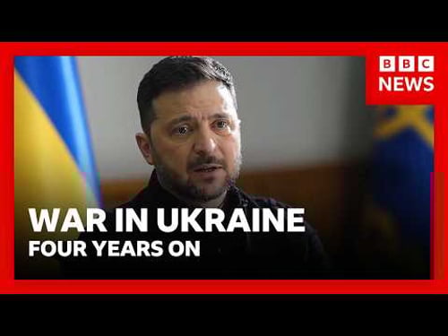 Ukraine War - Four years On - Zelensky insists his country will be victorious | BBC News