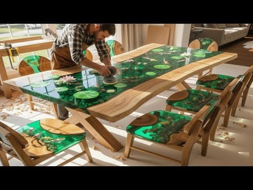 The Whole Process Of Creating The Beautiful Koi Fish Epoxy Table and Chair Set | King Resin Crafts