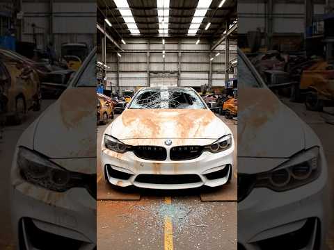 This Rusted BMW M4 Was Reborn in 48 Seconds #carrestorationproject #autobody #satisfying #automobile