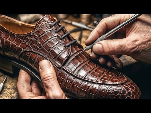 How Luxury Crocodile Leather Louis Vuitton Manhattan Richelieu Shoes Are Crafted Step by Step
