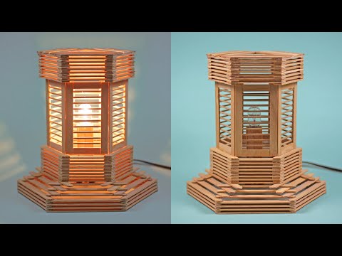 Making unique lamps at home - lantern crafts using recycled materials from ice cream sticks