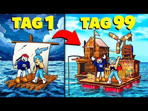 24 ÜBERLEBEN auf einem Floß und Geheimer Insel in Roblox
