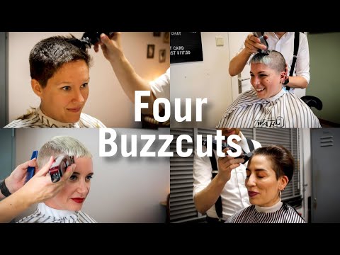 BUZZCUTS! 4 Completely different super short hairstyles in one video