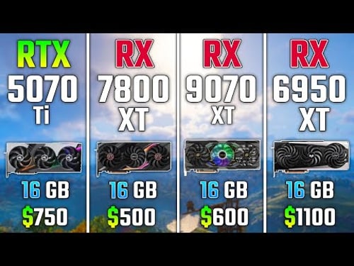 RTX 5070 Ti vs RX 7800 XT vs RX 9070 XT vs RX 6950 XT | Test in 7 Games