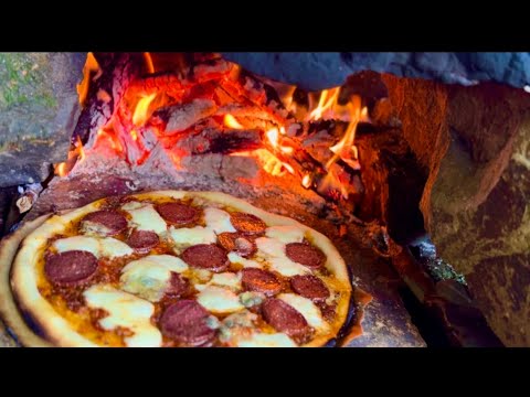 Making Pizza Deep in the Forest Using a Hand-Built Stone Oven. #pizza #asmrcooking