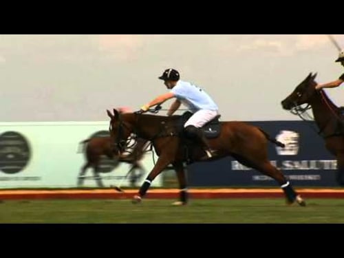 Prince Harry playing in a charity polo match