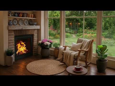 Cozy Spring Cottage 🌿 Reading Nook Ambience | Fireplace, Coffee & Garden Views