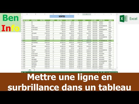 Mettre une ligne en Surbrillance dans un tableau sur Excel