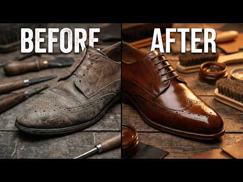 Restoring Very Old Leather Derby Shoes | Satisfying Handmade Transformation