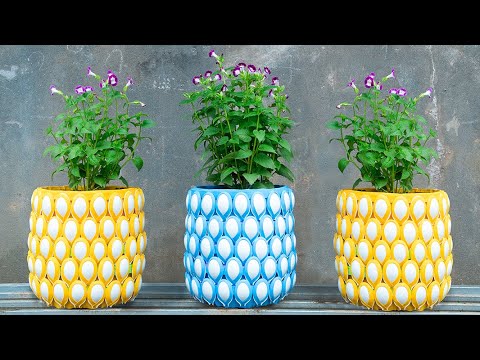 How To Make a Special Flower Pots To Decorate The Desk | Ideas to recycle plastic bottles
