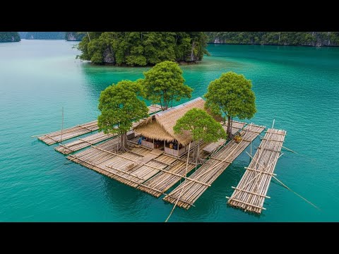 170 Days Building and Surviving on a Floating River Shelter, Fishing and Primitive Cooking