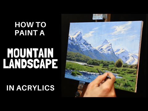 How to Paint a MOUNTAIN LANDSCAPE in ACRYLICS
