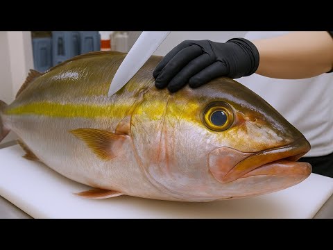 Incredible Yellowtail Cutting Skills – Sashimi & Braised Fish Head at Taiwan Seafood Market
