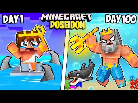 I Survived 100 Days as POSEIDON in Minecraft