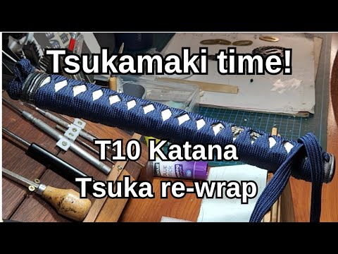 Tsukamaki time! T10 Katana tsuka re-wrap.