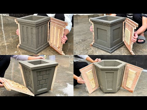 Get creative with 4 great ideas for making flower pots from wooden molds and cement using templates