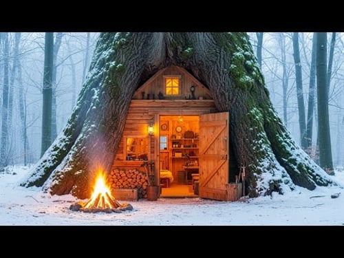 Built to Last-Strong Log Cabin Shelter in the Wilderness #viral #wood #bushcraft #survival