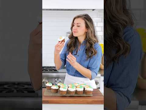 Carrot Cake Cupcakes | Soft, Spiced & Cream Cheese Frosted! #shorts