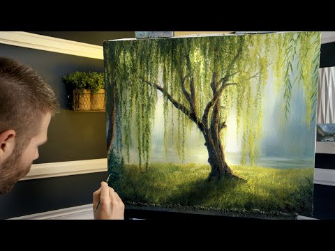 Willow Tree Sunlight Landscape Painting