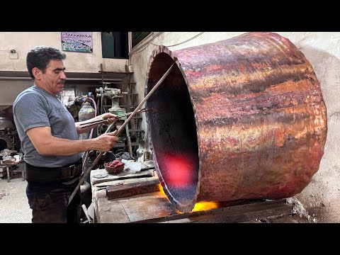 "Crafting a 180-Pound Traditional Iranian Copper Pot"؛part 1⚒️🇮🇷😍