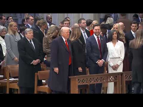 Donald Trump, Melania Trump and family arrive for national prayer service day after inauguration