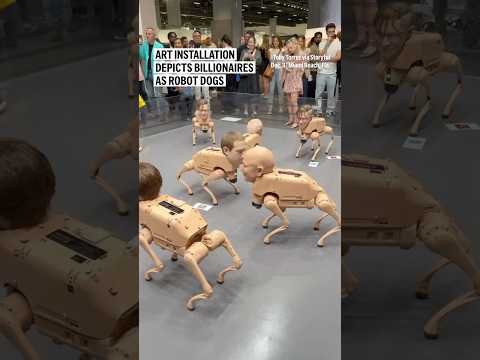 Art installation depicts billionaires as robot dogs