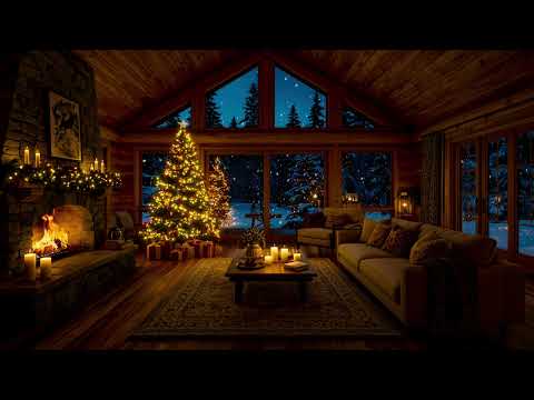 Warm Fireplace Ambience 🎄Cozy Christmas Night with Crakling Fireplace Sounds & Relaxing Piano Music