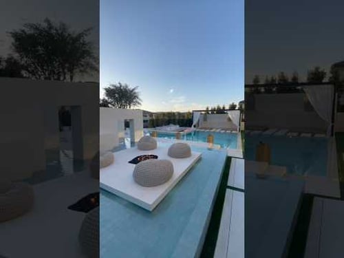 Client said, “make my yard feel like Santorini!” #luxuryhome #backyarddesign #pool