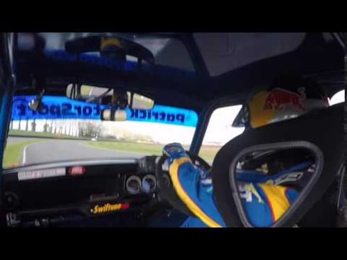 Andrew Jordan great save at Goodwood 73rd Members Meeting in Swiftune 1275GT Mini