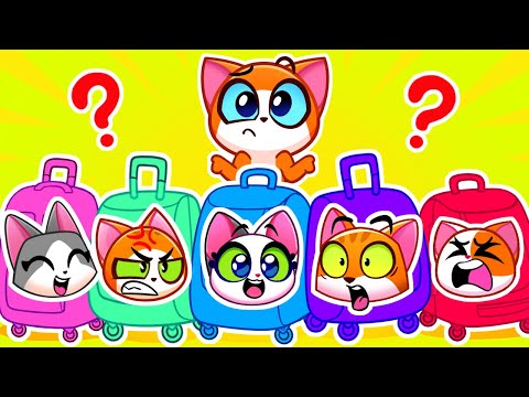 Cat Family Pick Their Suitcase! 🧳 Big Vs Small | Learn Opposites & Travel Safety for Kids
