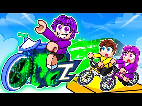 Pretending to be a NOOB in Roblox Bike Obby, then using FLYING H4CK3R BIKE!
