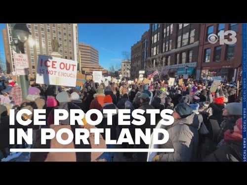 Thousands protest against ICE in Portland's Monument Square