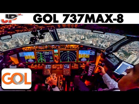 Sunset City Landing at Sao Paulo in GOL 737MAX cockpit