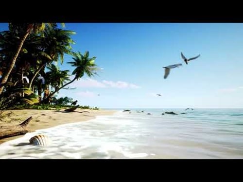 Tropical Beach Ambience | Gentle Ocean Waves, Palm Trees & Summer Serenity 🌴☀️ No Music