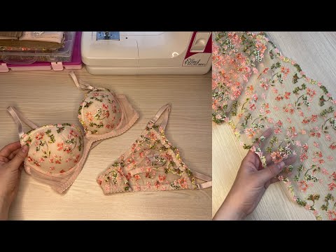 I'm sewing lingerie from embroidery on mesh. A bra with foam cups and a thong.