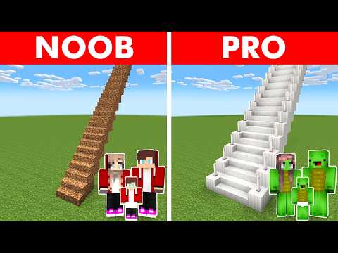 Minecraft NOOB vs PRO: MOST DANGERROUS STAIRCASE BUILD CHALLENGE WITH FAMILY