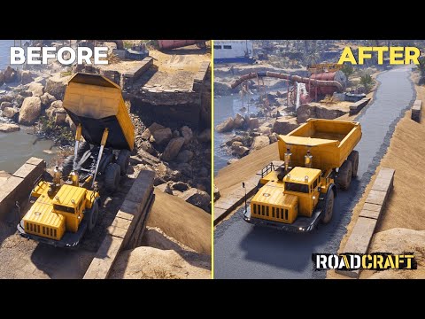 Roadcraft - Building a Road Over a Broken Bridge (4K)