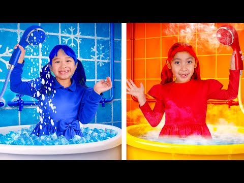 Maddie Fire Girl vs Lily Ice Girl | Hot & Cold Challenge
