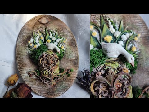 Decorative panel with lilies of the valley🌿 Mixedmedia