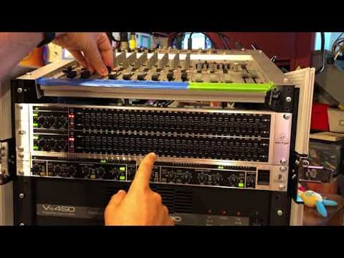 Ring out PA system with Behringer FBQ3102HD 31 band equalizer feedback detection and elimination.