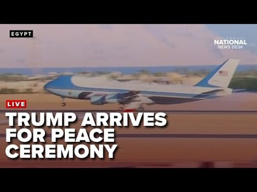 President Trump arrives in Egypt for Middle East peace ceremony after Israeli hostage release
