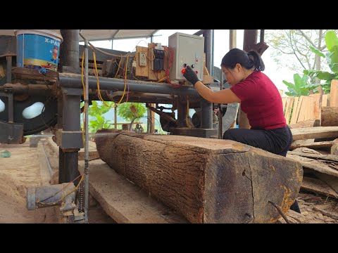 This talented girloperated sawmill and sawed a very large tree