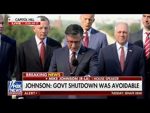 Speaker Johnson Gives Remarks at Republican Leadership Press Conference Amid Government Shutdown