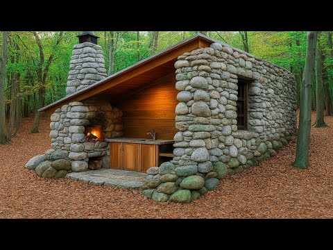 Build Stone Cabins, Bushcraft Shelters to SURVIVE 10 DAYS. Take Honey and Cook. ASMR Camping